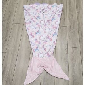 Huntington Home Kids Pink Unicorn Mermaid Tail Plush Fleece Wearable Blanket